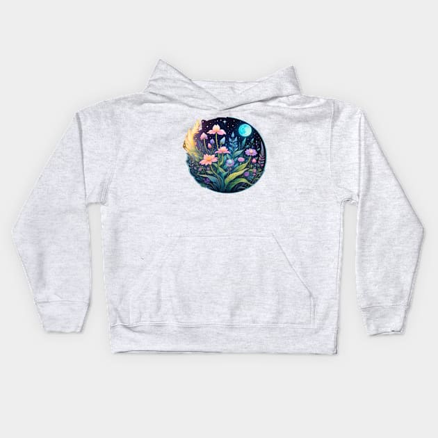 Mschiffer's Bioluminescent Wonder: Exquisite Nighttime Illustration (405) Kids Hoodie by WASjourney